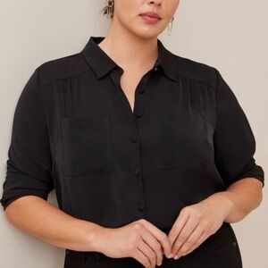 Torrid Black Button Down Madison Georgette Shirt